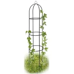 relaxdays Rankobelisk aus Metall 1,9 m silber