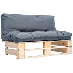 vidaXL Garten-Palettensofa mit Grauen Kissen Kiefernholz