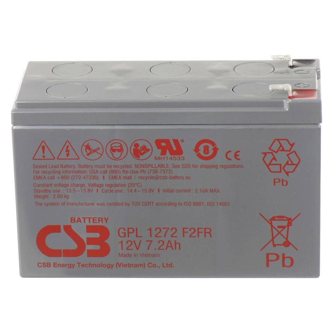 CSB Battery GPL 1272 GPL1272-F2FR Batteria al piombo 12 V 7.2 Ah Piombo-AGM L x A P 151 98 - (1 Stk., Gerätespezifisch, 7200 mAh) (GPL1272-F2FR)