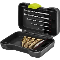 Goobay Tools Bohrer Sets, für Bohrmaschinen mit rundem Bohrfutter, mit Transportbox - Auswahl: Metall- und Steinbohrer-Set, 17-tlg.