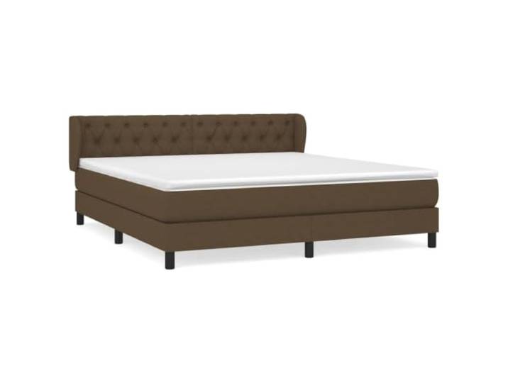 PUGYNBK Boxspringbett, 160 x 200 cm, Stoff, Dunkelbraun Verstellbares Kopfteil, Taschenfederkernmatratze, mittlere Festigkeit, atmungsaktiv