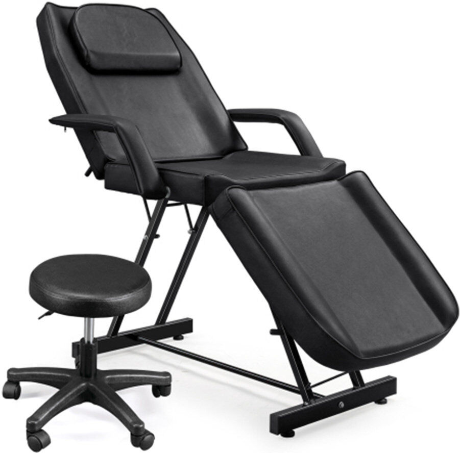 Inbox Zero Adjustable Facial Massage Bed With Stool Black 70cm H X 77cm W X 183cm D