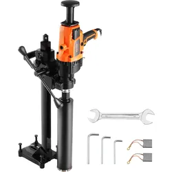 VEVOR Kernbohrmaschine Diamantkernbohrmaschine 2-18 cm Bohrdurchmesser, handgeführtes Diamant-Kernbohrgerät mit Ständer und Kernbohrer, 2600 W Beton-Kernbohrer Nass- und Trockenanwendung, für Beton