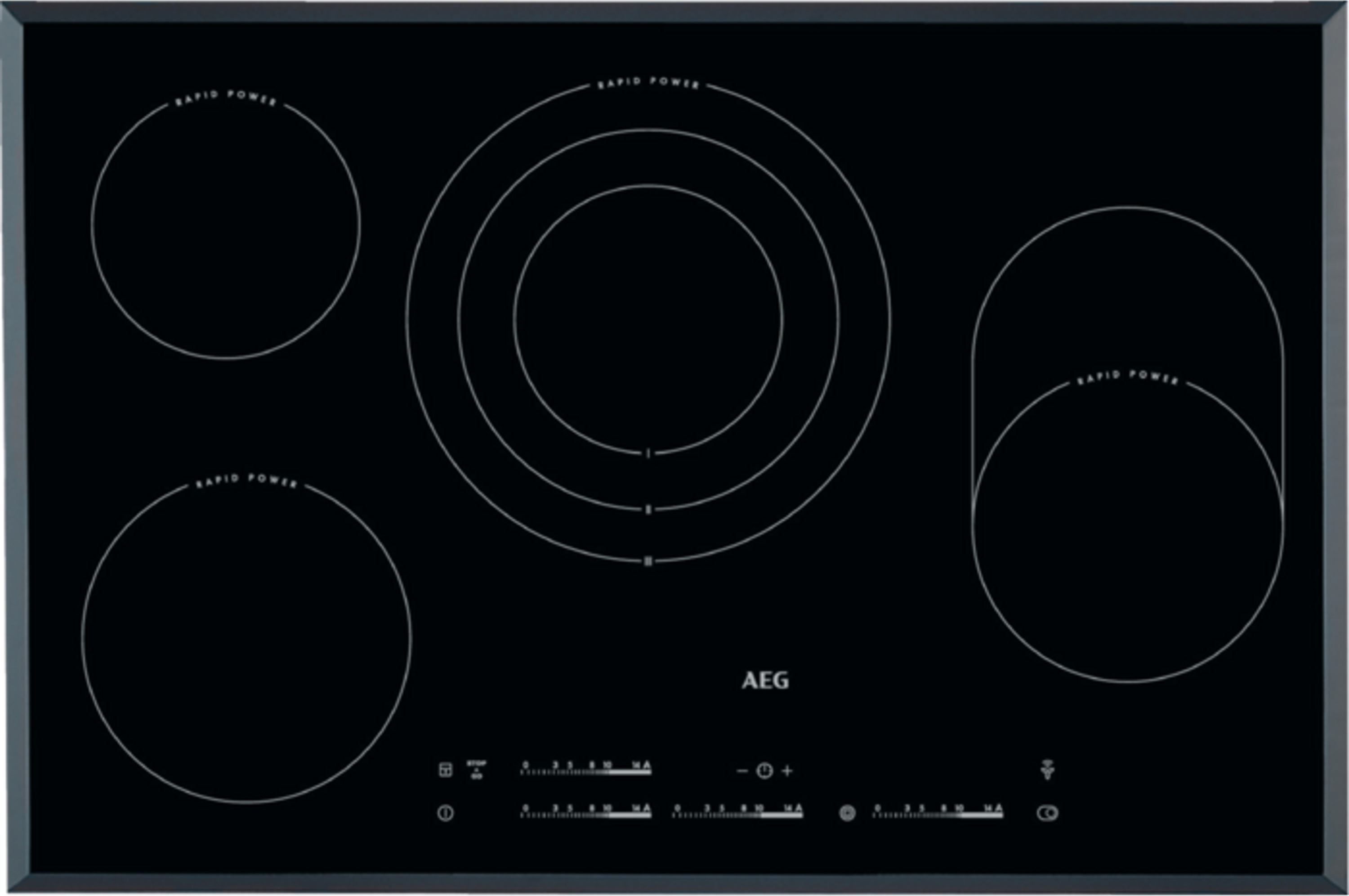 AEG HK854870FB, Schwarz, Integriert, Keramik, Keramik, 4 Zone(n), 4 Zone(n)