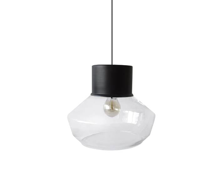 Suspension métal cable demi-boule noir D30cm