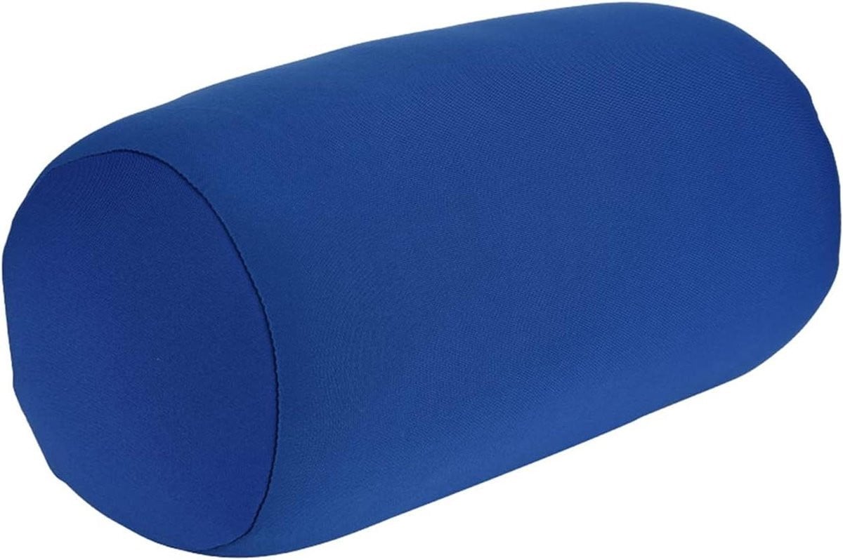 Merkloos blauw rol sierkussen met microbead neksteun voor volwassenen