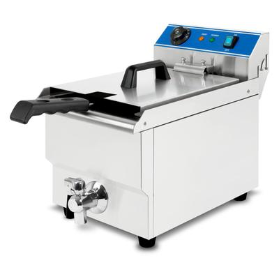 VERTES Friteuse Edelstahl 13L, 50–200°C, 3000W, 230V, Kaltzonenprinzip, mit Ablasshahn, leicht zu reinigen, Gastro-Profi