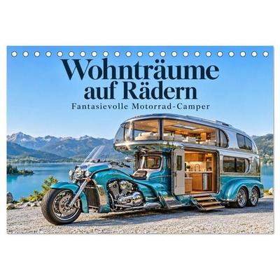 Wohnträume auf Rädern - Fantasievolle Motorrad-Camper (Tischkalender 2027 DIN A5 quer), CALVENDO Monatskalender