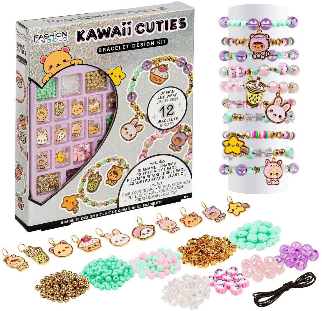 Fashion Angels Kawaii Cuties Bracelet Design Kit for Kids, Makes 12 Unique Bracelets, Jewelry Making Kit