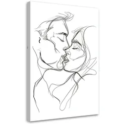 LEINWANDBILD Kuss Schwarz und Weiß 70x100cm