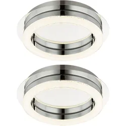 Deckenlampe Deckenleuchte Wohnzimmerlampe Flurleuchte Schlafzimmerlampe, Chrom Kristalle, LED 12W 1000Lm neutralweiß, 2er Set