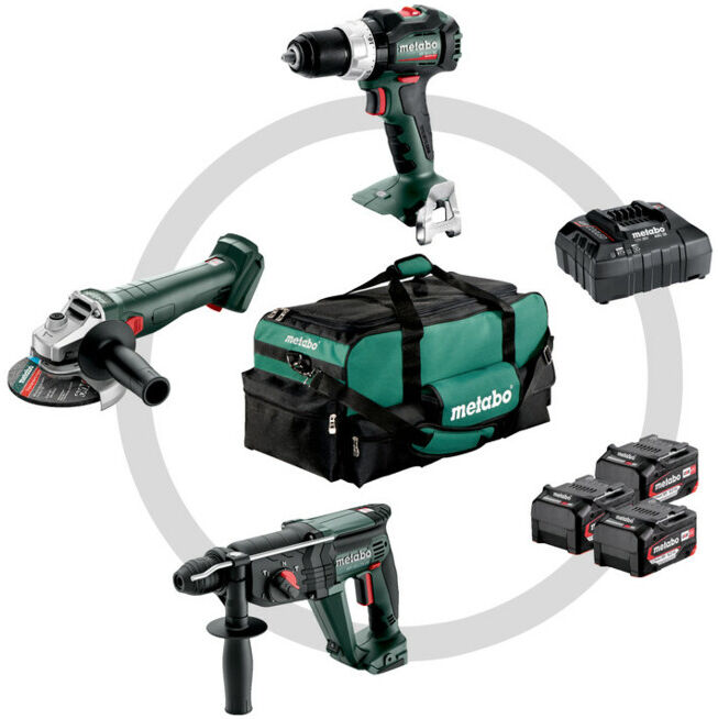 Kit d'outils sans fil Metabo 3.1SB 18 LT BL + W 18 L 9-125 Quick + KH 18 LTX 24 ; Pochette à outils (685212000)