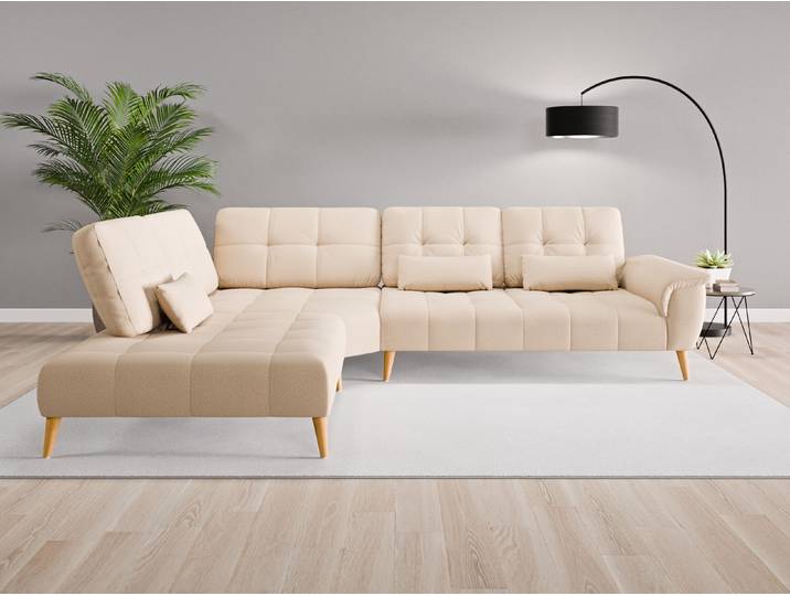 Ecksofa Tokio Nr. 3 links - Beige/Braun (Beige) - Softwolle