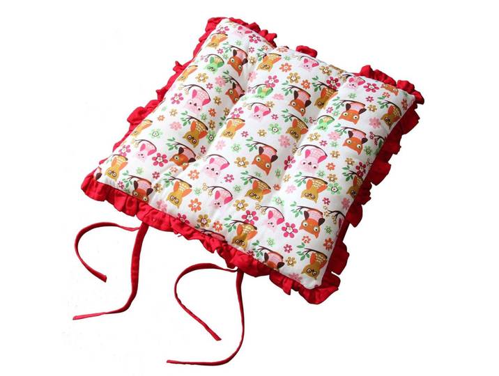 STUHLKISSEN ‚Eulen‘ mit Rüschen 40/40/5 cm