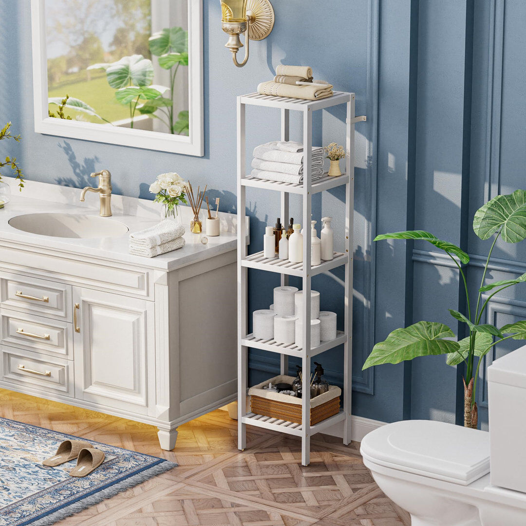 Natur Pur Vallarie Bamboo Bathroom Shelves White 147cm H X 33cm W X 33cm D