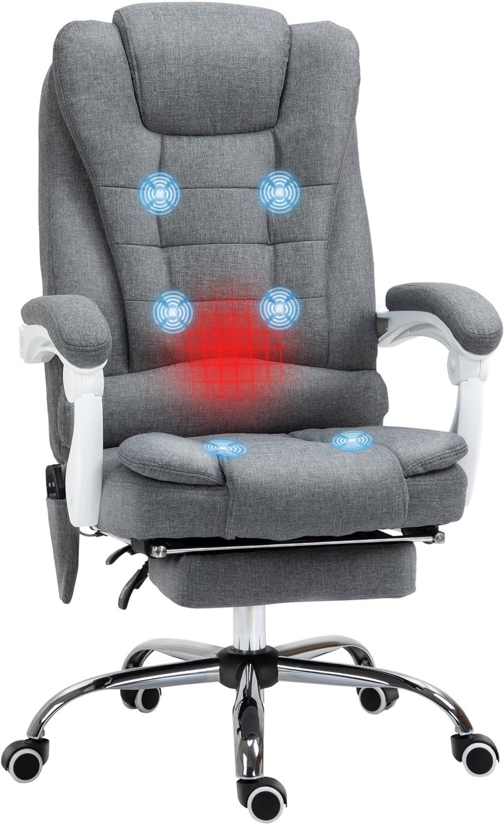 Lunpog Ergonomische Bureaustoel met Massagefunctie en Armleuningen - Grijs