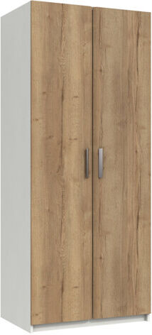 Latitude Run Harvey-Lee 2 Door Wardrobe White/Natural Rustic Oak 183cm H X 76cm W X 51.4cm D