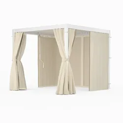 Blumfeldt LuminaHaven Pergola 3x3 mit Vorhängen und Moskitonetzen Weiß