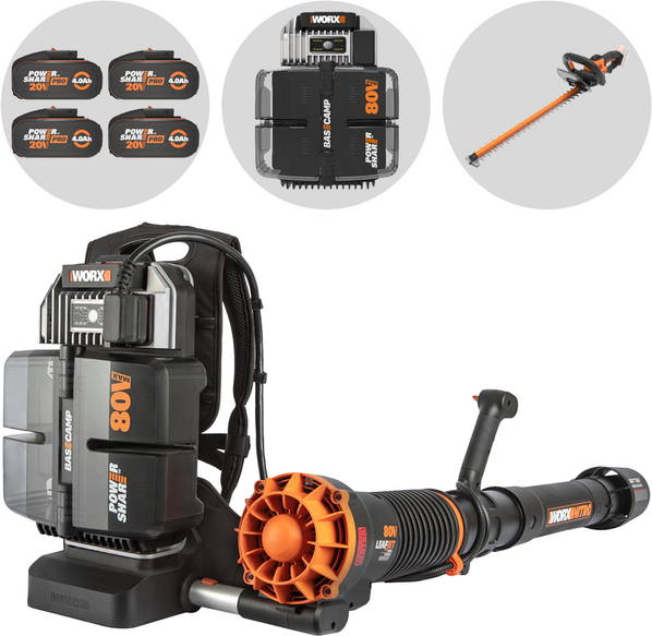 PROMO Worx Nitro WG572E - Souffleur à dos à batterie - 4x20V/4Ah
