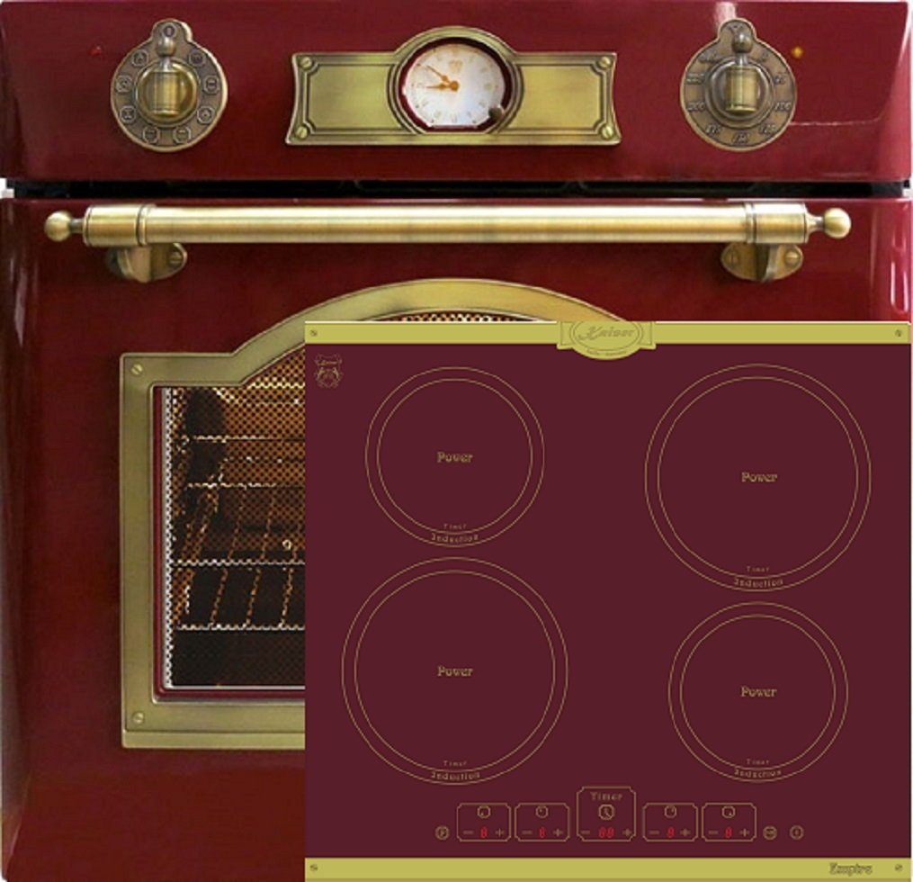 Herd Set Autark Kaiser EH 6355 RotEm Elektro Einbau Backofen Autark 60cm 67L 8 Funktionen in ROT+KCT 6195 iRotEm Induktionskochfeld 60cm