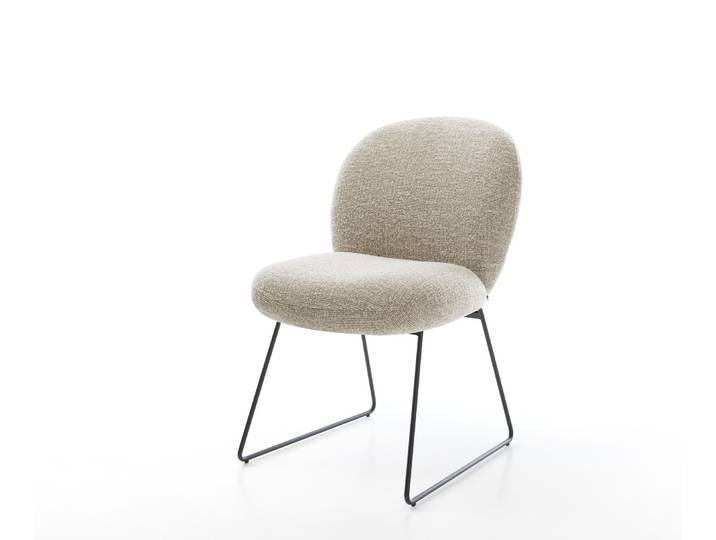 Esszimmerstuhl Nube-Flex Webstoff Soft Beige Kufengestell Schwarz Taschenfederkern, Esszimmerstühle