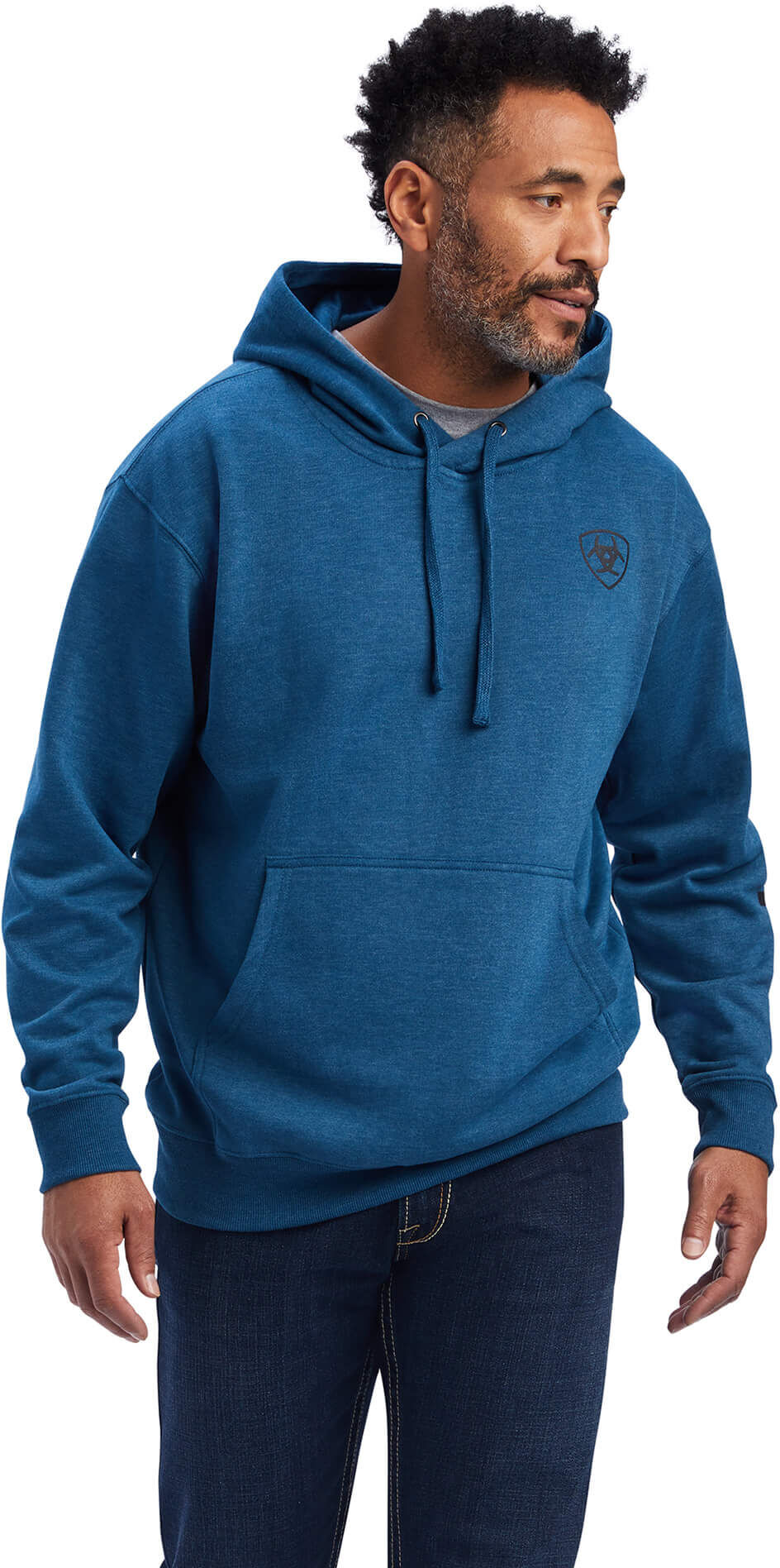 Men's Logo Hoodie in Poseidon Heather, Size: LT by Ariat