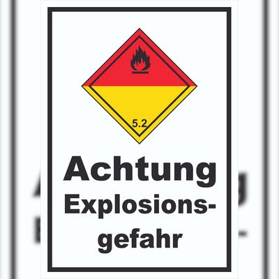 HB-Druck Schild Organische Peroxide explosiv hochkant A3 Rückseite selbstklebend