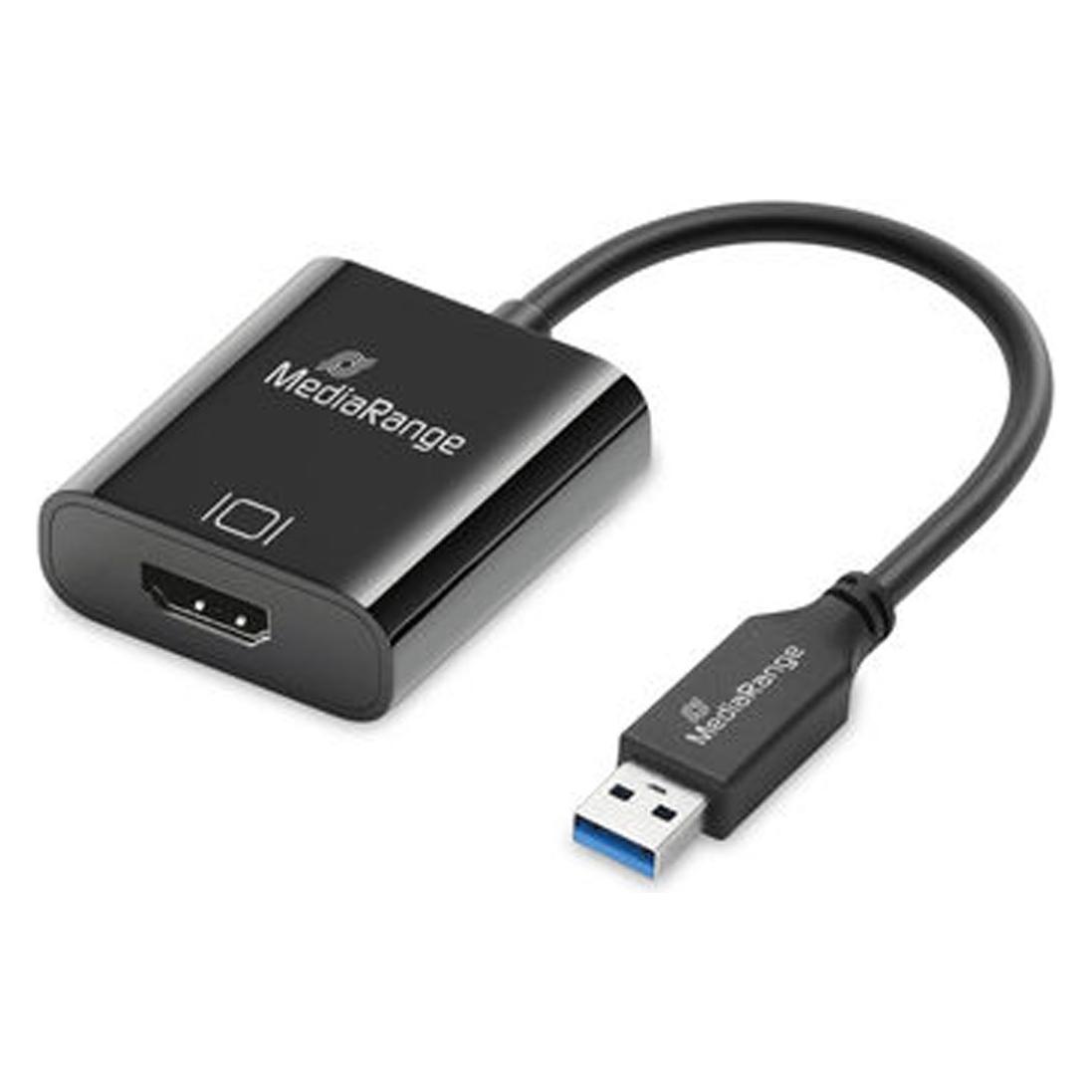 MediaRange USB-A zu HDMI Audio und Video Konverter, 20cm, schwarz (Kamera Konverter) (MRCS232)