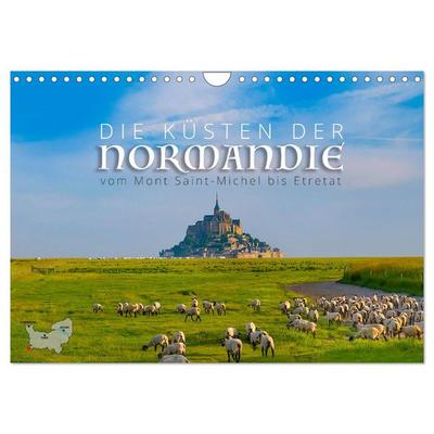 Die Küsten der Normandie vom Mont Saint-Michel bis Étretat (Wandkalender 2027 DIN A4 quer), CALVENDO Monatskalender