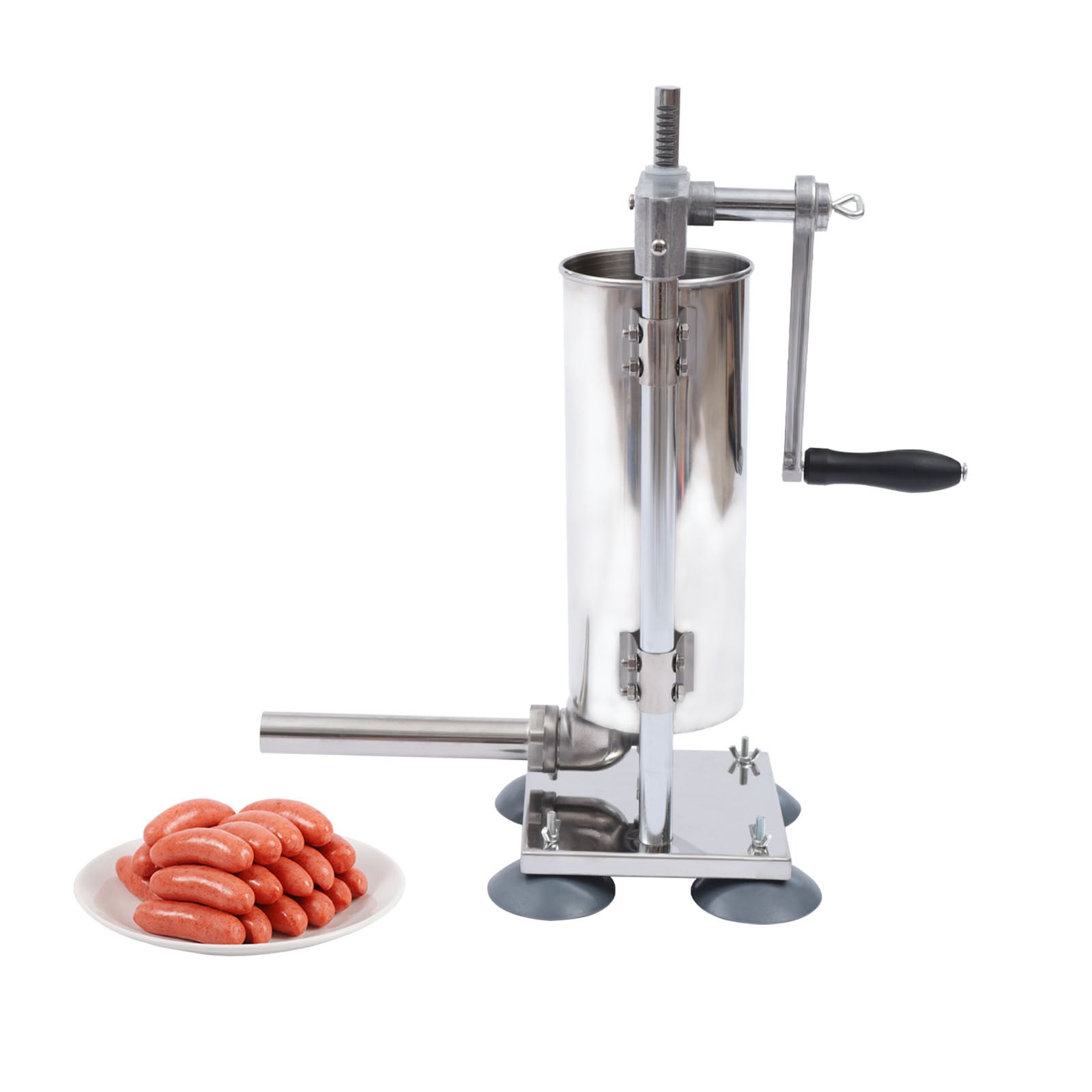 Enjoyshopping Verticale handmatige worstvullmachine van roestvrij staal met 4 professionele vulmonden, 3L