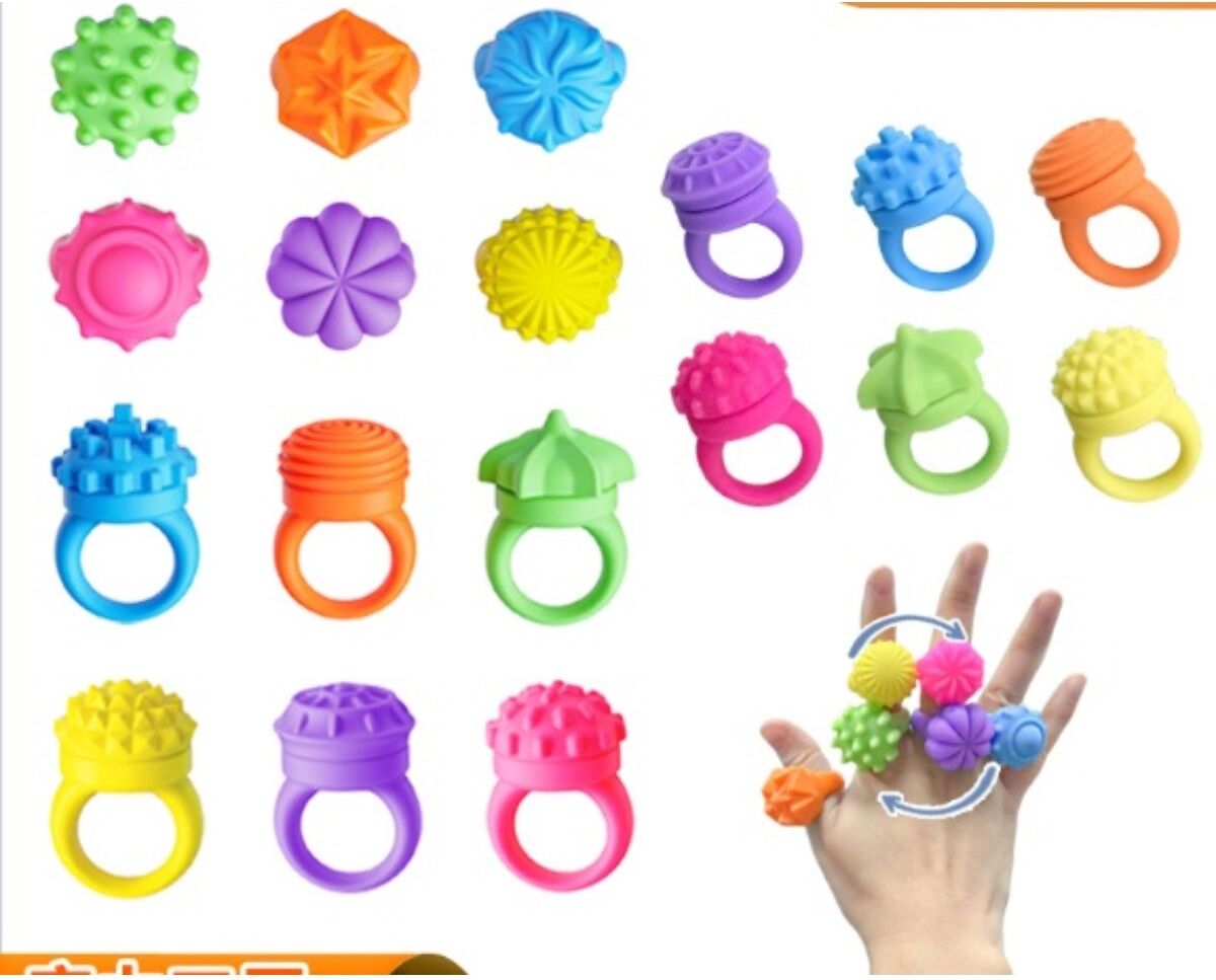 INF Anneaux sensoriels rotatifs en silicone 6 pièces – Anneaux fidget avec spinner détachable pour soulagement de l'anxiété et