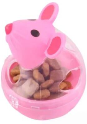 Uplift Picks Interactive Mouse Rolling Treat Dispenser Cat Toy Slow Feeder Training Ball For Kittens pink