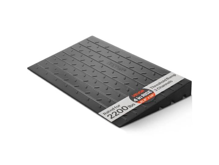 VEVOR Rampe de seuil en Caoutchouc\, 10\,2 cm\, Couverture de Cordon à 3 canaux\, Rampe de seuil Solide\, entrée coudée en Caoutchouc\, capacité de Charge nominale 1000 kg pour Fauteuil Roulant et Scooter