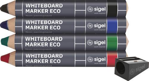 Sigel BA013 Whiteboardmarker Set 4-farbig, Schwarz, Blau, Grün, Rot 1 mm, 5mm