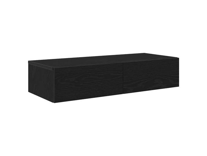 vidaXL Wandregal mit 2 Schubladen 80/33/17 cm aus Holzwerkstoff Schwarz, Strukturbuche, Rechteckig, 80x17x33 cm, Wohnzimmer, Regale, Wandregale