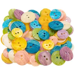 buttinette Perlmuttknöpfe "pastell", rund, Größe: 15–20 mm Ø, 100 Stück