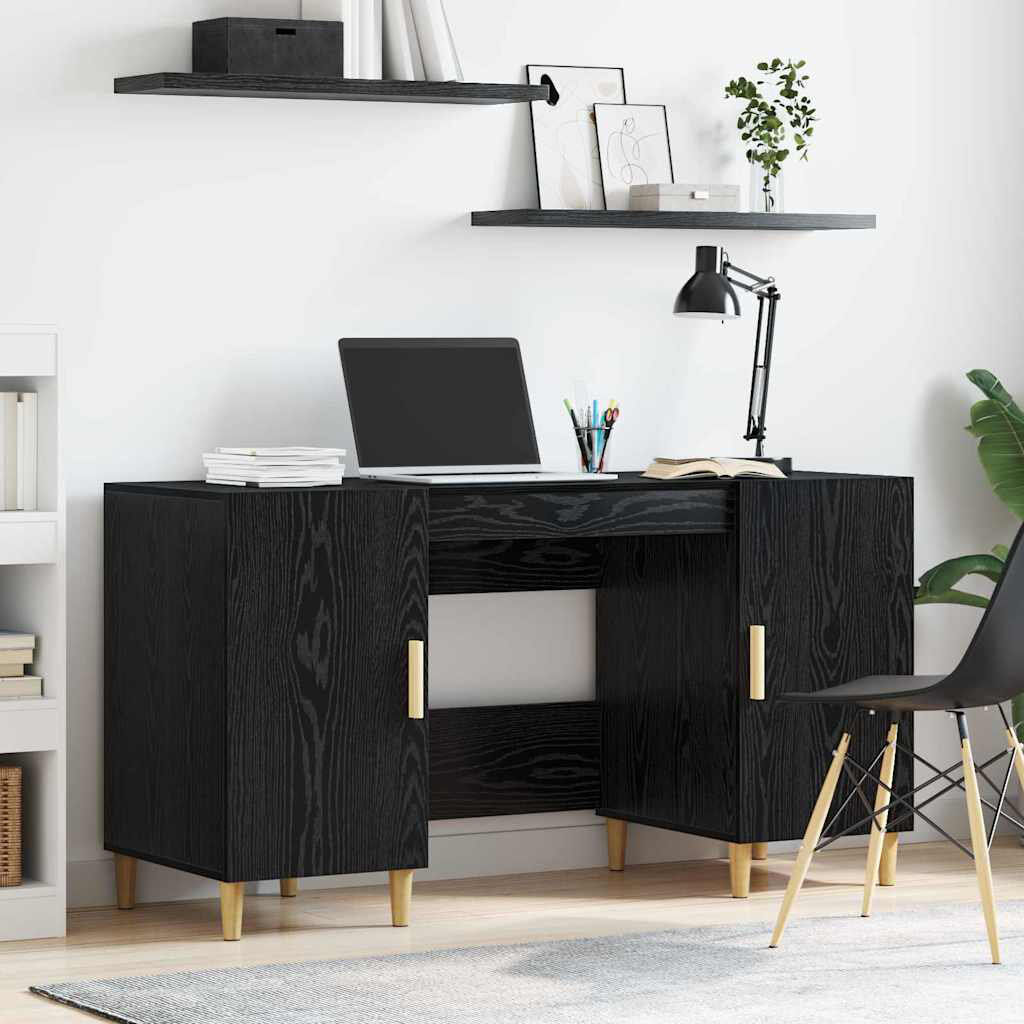 George Oliver Executive Desk Black Oak 75cm H X 140cm W X 50cm D