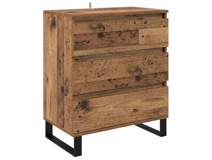 GHVBNMF Sideboard Altholz-Optik 60x35x70 cm Kommode mit Schublade Platzsparender Beistellschrank für Wohnzimmer und Flur mit stabilen Eisenbeinen und viel Stauraum.