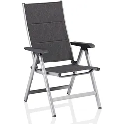 KETTLER BasicPlus Padded Klappstuhl, silber/anthrazit, Alu/Textilene, 0301201-9000, verstellbare Rückenlehne