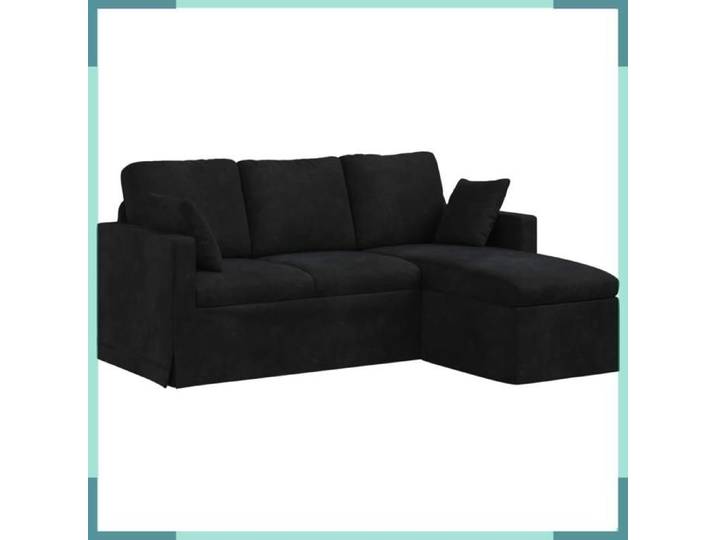 FHE Canapé - Velours - Amovible - Intérieur - Noir - 178x134x80 cm