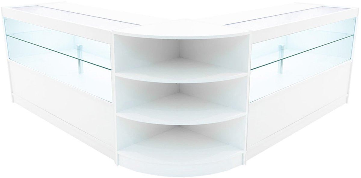 Andromeda LED winkel toonbank set wit - 150 + 60 cm