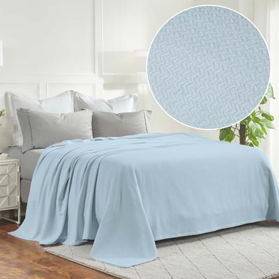 Superior Nobel 100% Cotton Lightweight Blanket, Raised Chevron Texture, Breathable All-Season Bedding