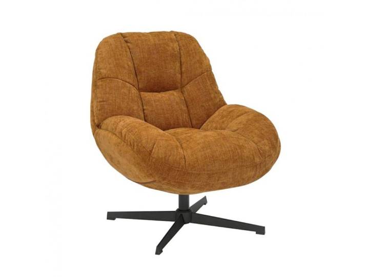 NOAM - Fauteuil Pivotant En Tissu Polyester Jaune moutarde
