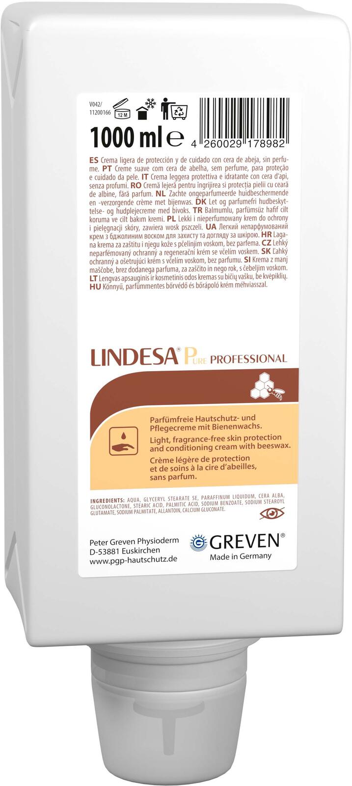 LINDESA® PROFESSIONAL Hautcreme PURE 1,0 l 14120002