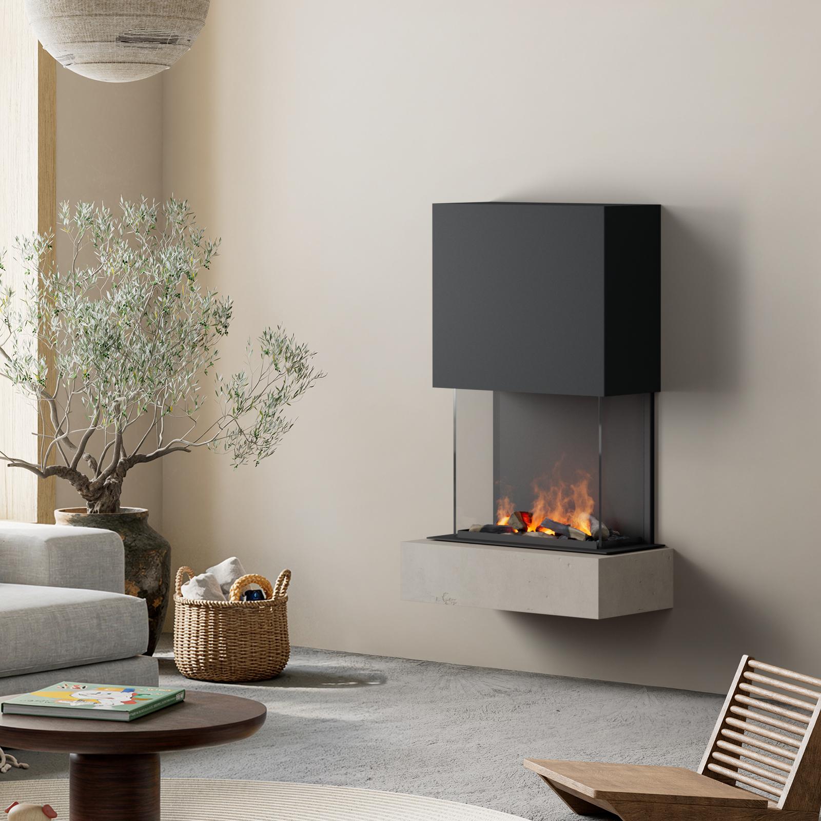 muenkel design Como [Elektrokamin Opti-myst]: Concrete (Betonoptik) - Schwarz