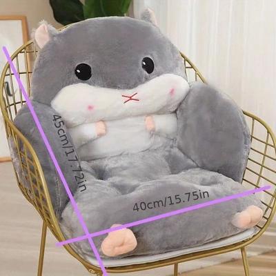 Uplift Picks Cute Hamster Plush Cushion Soft Backrest Sofa Pillow Half Surround Seat Support gray