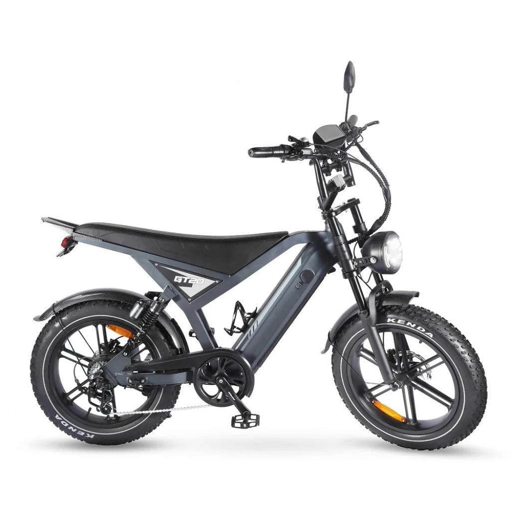 OUXI GT20 Elektrisches Fatbike - Blinker - NFC-Chip - 20 Zoll - 250W Motor - 7 Gänge - 65 km Reichweite - Hydraulische Scheibenbremsen - Grau
