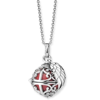 Kette mit Anhänger ENGELSRUFER "Schmuck Geschenk Engelsrufer Relaunch mit Flügelanhänger" Gr. XS, rot (silberfarben, perlmuttfarben, rot), Halsketten, Damen, XS, Messing Silber 925 (Sterlingsilber), L: 50 B: 1,33mm, Messing, Silber 925...