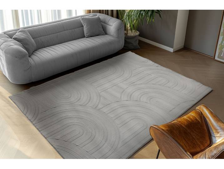 Teppich OBSESSION Interstellar 501 , grau, B:160cm H:25mm L:230cm, Polyester, Teppiche, Teppich, Uni Farben, modernes Design, Hoch-Tief Effekt, Wohnzimmer