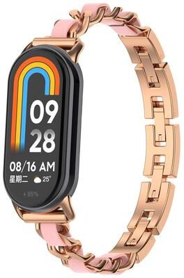 Inspired Deals Xiaomi Mi Band 8 Replacement Band Adjustable Metal Watch Band Stylish Mi Band 8 Strap rose Gold